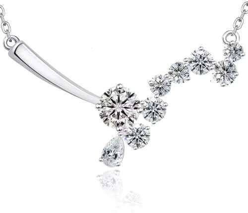 Collana A Pendente Bianca Con Oro Bianco Con Oro Bianco Con Oro Bianco Sterling Da 5,4 Ct.-image