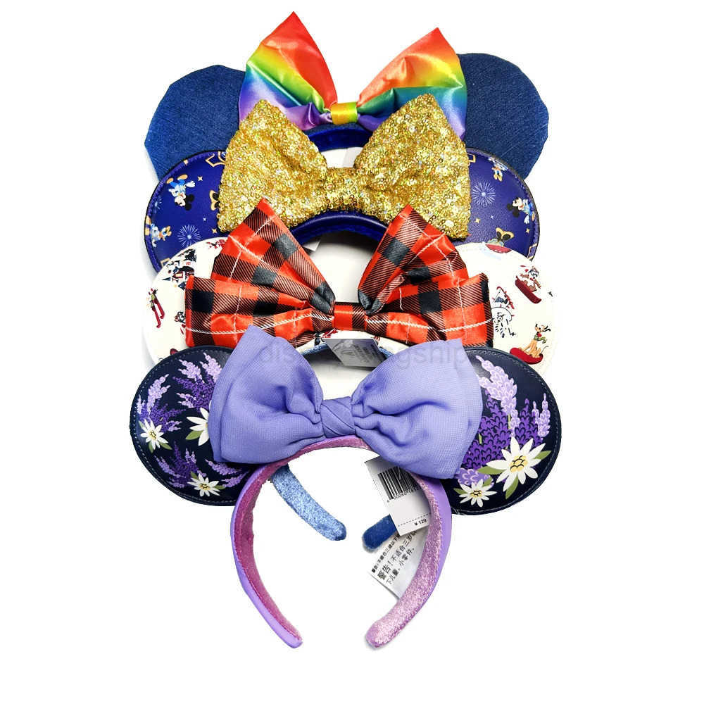 Disney Minnie Mouse Ear Headband 2023 New Lounge Ears Christmas Snowman Earbuds Adult Children Hair Accessories Role PlayXJ250504