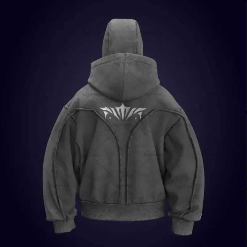 2025 2K Harajuku Retro Double Hat Design Casual Loose Zipper Hoodie Men Street Hip-Hop Fashion Punk Oversized Sweatshirt Women X2507181