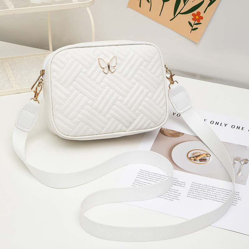 Classic camera bag with texture 2025, fashionable single-shoulder bag with embroidered patterns, butterfly crossbody bag