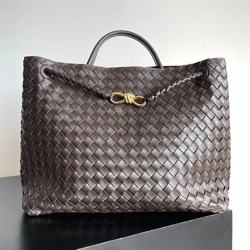 Designer Knitting Woven Top handle bag Large Brown Suede Tote Bag Handbag Crocodile leather with signature knot detail and sliding cross-body strap Mutil Size