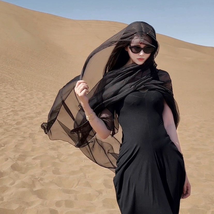 K609 Sunscreen scarf Dubai mosque desert travel photo headscarf chiffon ethnic style shawl scarf female