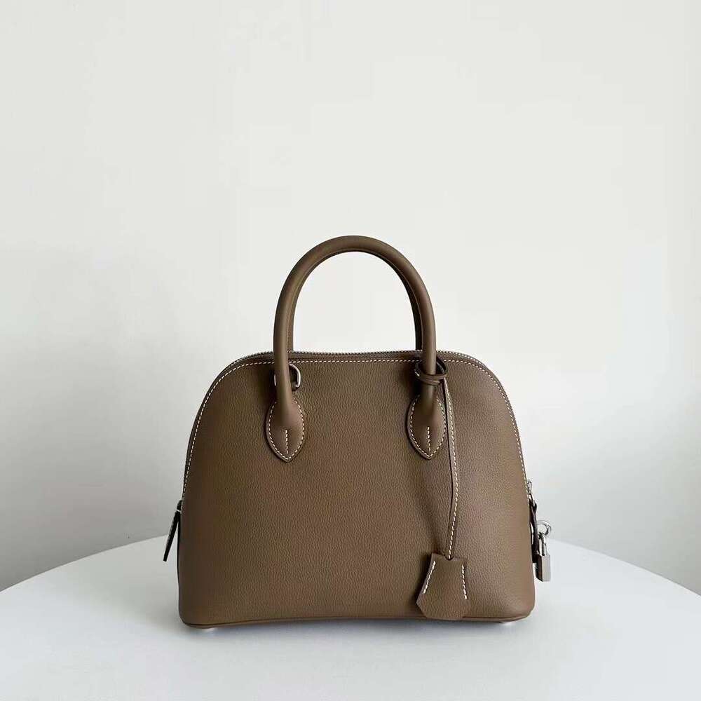 Hand sewn high-end bowling 25 shell bag Bolide top layer cowhide niche crossbody handbag for women