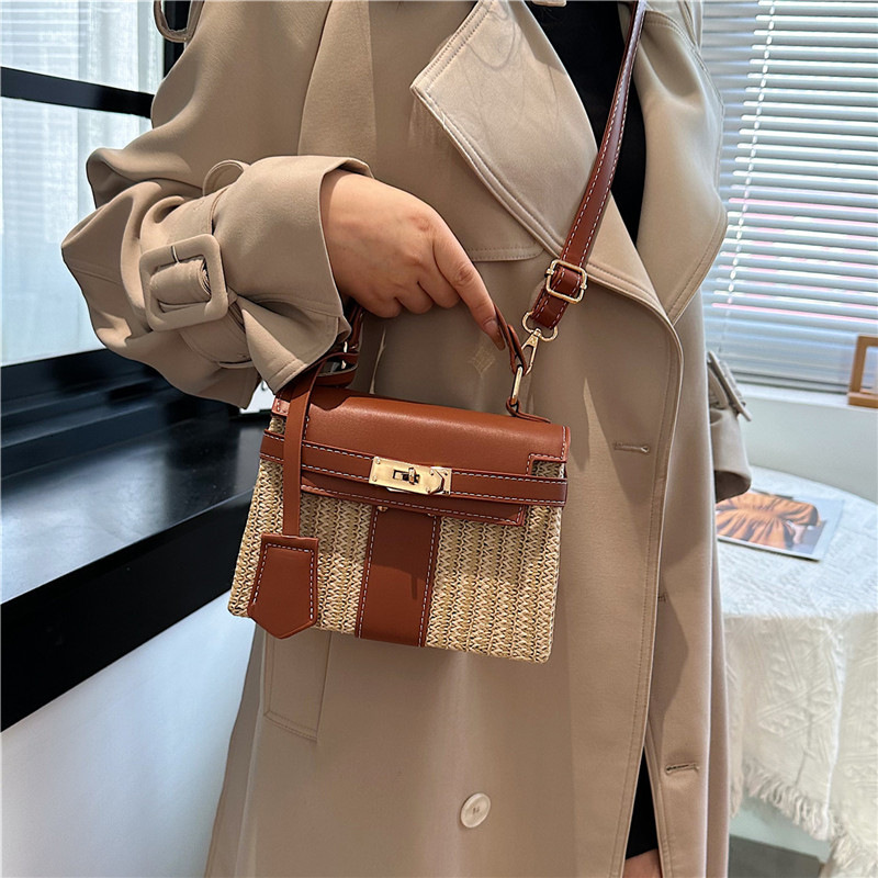 Designer Ladies Bag Kelly Popular Bag Women S Fashion New Item Hand Held Grass Rattan Woven Beach Shoulder Crossbody High End Single Shoulder Mini Han