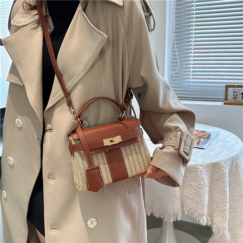 Designer Ladies Bag Kelly Popular Bag Women S Fashion New Item Hand Held Grass Rattan Woven Beach Shoulder Crossbody High End Single Shoulder Mini Han