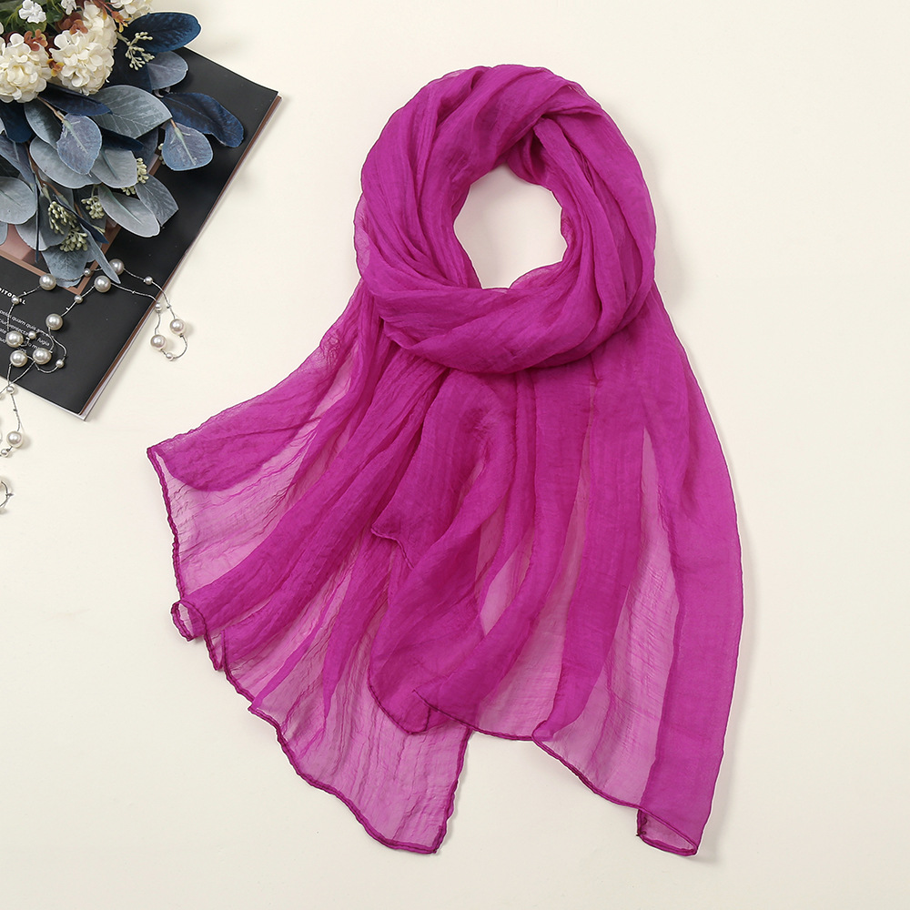 K808 New pure color chiffon silk scarf four seasons candy color gauze scarf factory wholesale travel sunscreen silk scarf Yiwu spot