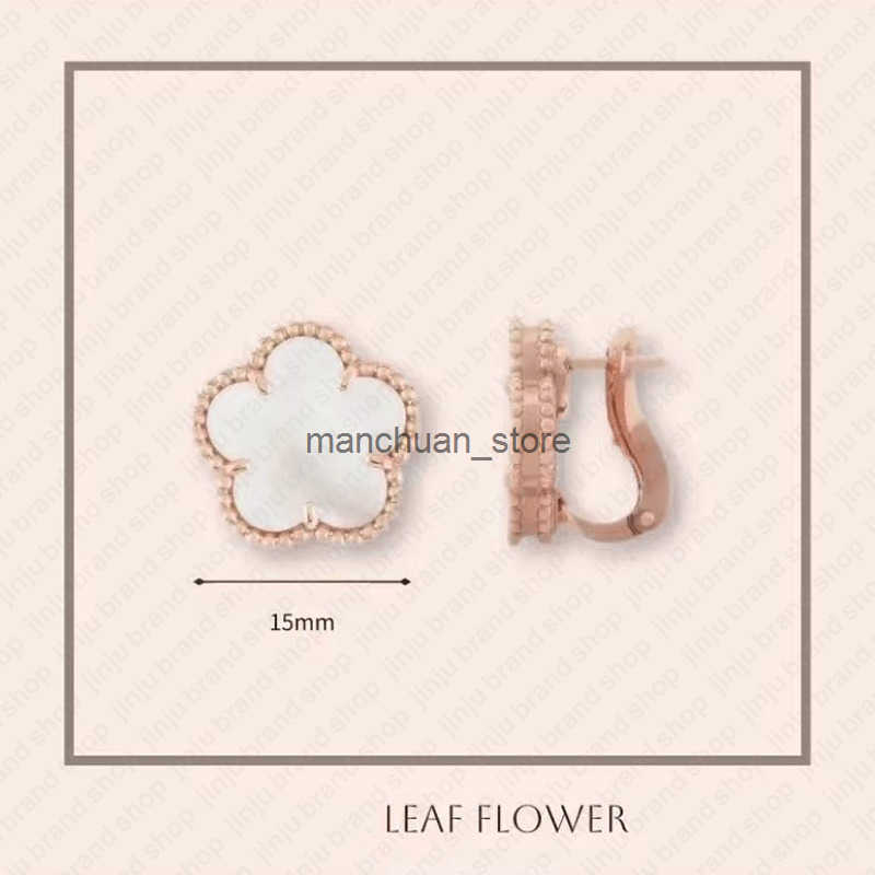 earrings designer for women luxury jewelry clover stainless steel mother of pearl onyx flowers clip on earring earings fashion party gift Q250504