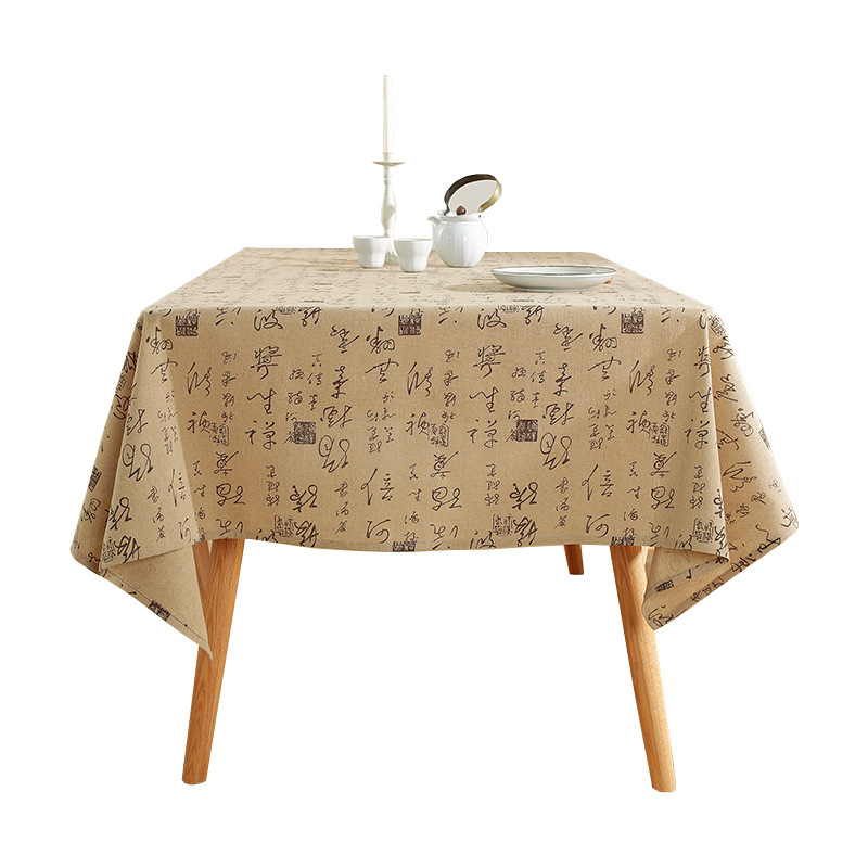 T0447 New Chinese style tablecloth home study cotton linen cloth national style coffee table calligraphy table cloth spot wholesale