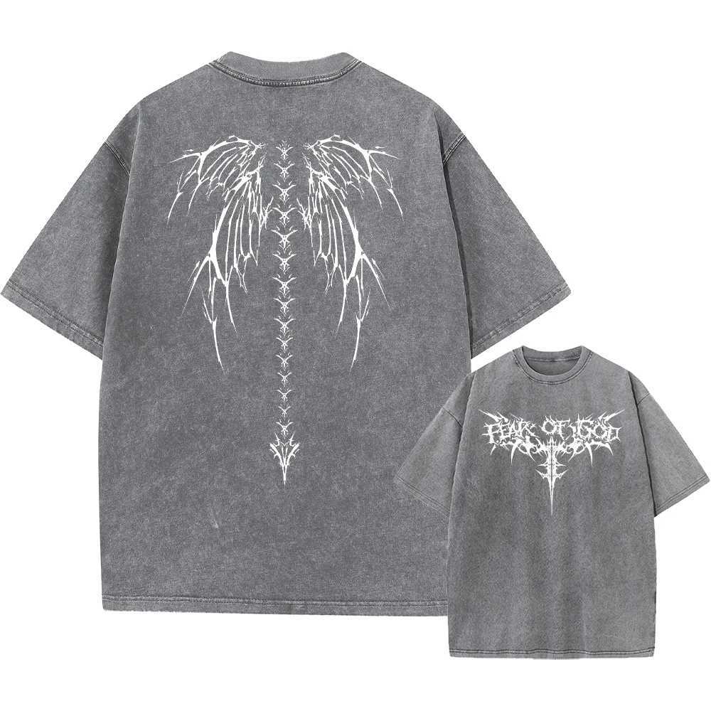 New Arrival Oversized printed T-shirt mens gym retro heavy-duty T-shirt cotton exercise pickled bag T-shirt street fashion top unisex style Z250504