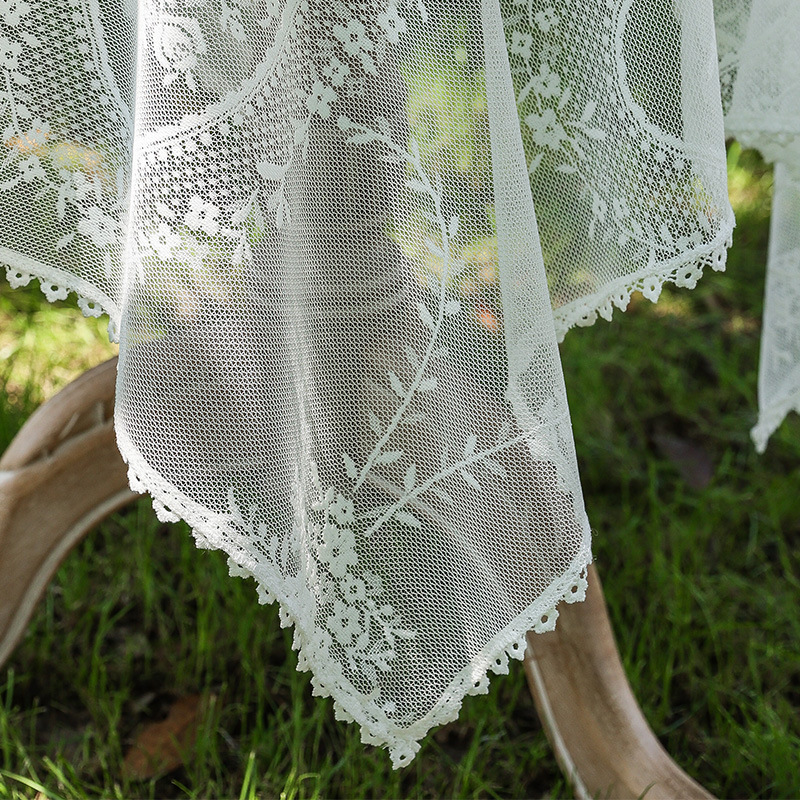 T0268 lace tablecloth high-grade pastoral style outdoor tablecloth white rectangular tablecloth home tablecloth wholesale