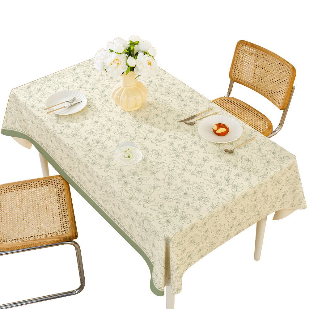 B424 New Imitation Silk Non-slip PU Tablecloth Waterproof and Oil-proof Bohemian Rectangular Wash-free Anti-scalding Household Tablecloth