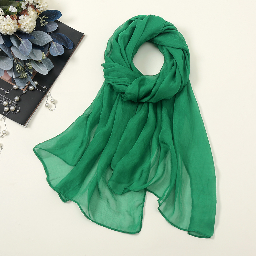 K808 New pure color chiffon silk scarf four seasons candy color gauze scarf factory wholesale travel sunscreen silk scarf Yiwu spot