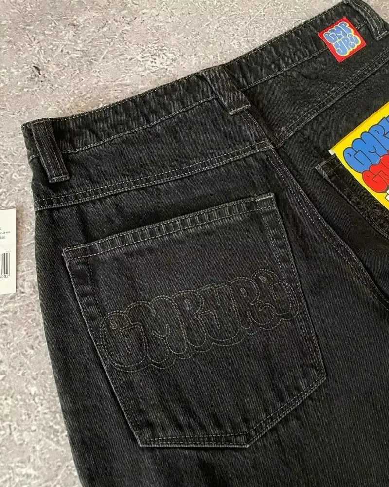 Black jeans Y2K retro jeans wide leg mens retro fashion pants hip-hop strt clothing Y2K American strt casual jeans X2505041