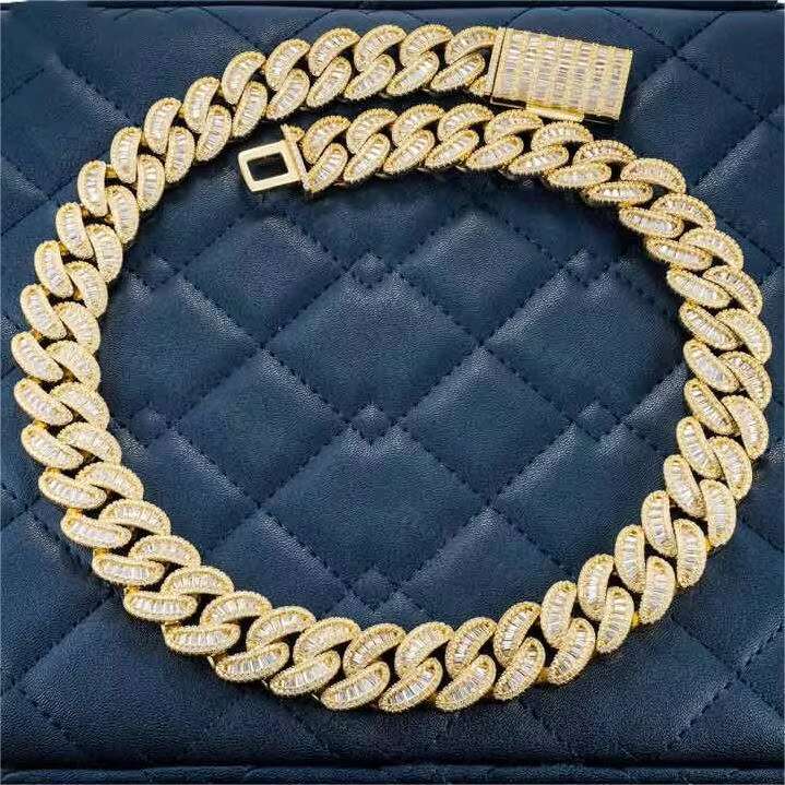 Miami Cuban Chain 925 Sterling Silver 20mm Cuban Link Chain VVS Baguette Diamond Iced Out Moissanite Cuban Chain