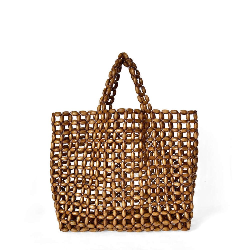 Designer bag Wooden Bead New Arrival Summer Beach Tote Bag Handmade Woven Bohemian Style Lightweight Casual Fashion Chic Stylish Summer Vacation Trave