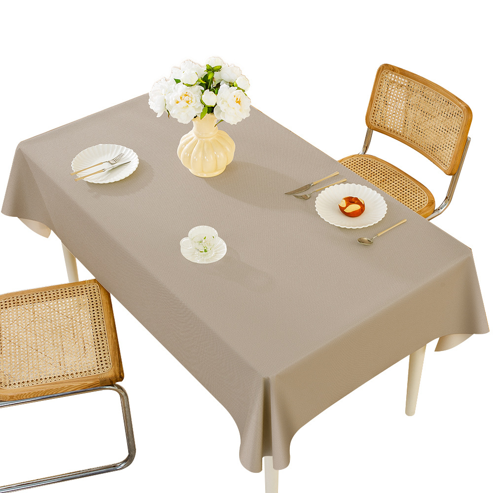 A872 cross-border simple solid color PVC tablecloth cotton linen pattern high-grade waterproof and oil-proof restaurant rectangular coffee table table