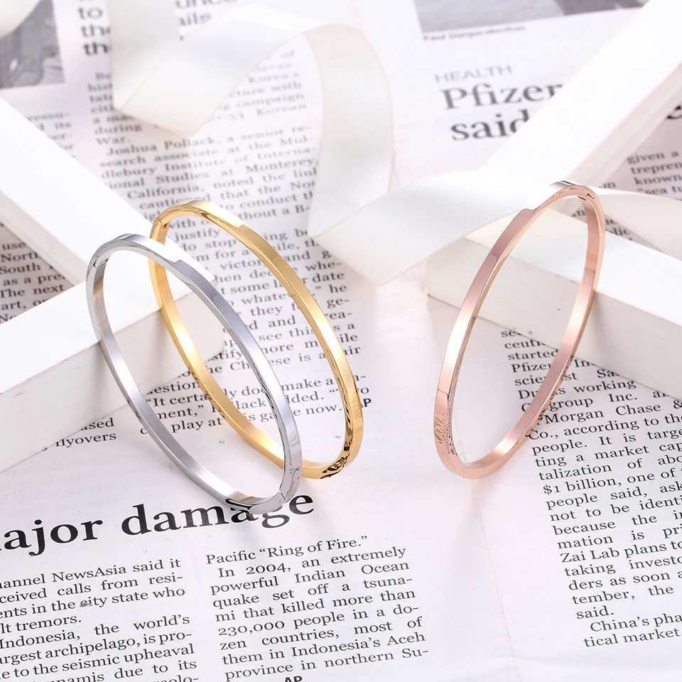 BOBASI New Stainless Steel Round Bangles Bangles Three Trendy Charm Bracelets Jewelry For Wen Love Wedding Brand Gifts X250504