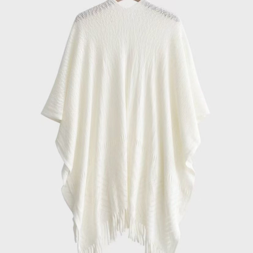 K612 Super fairy cheongsam cardigan white shawl fresh literary tassel versatile cheongsam shawl hollow high-end air-conditioning shawl