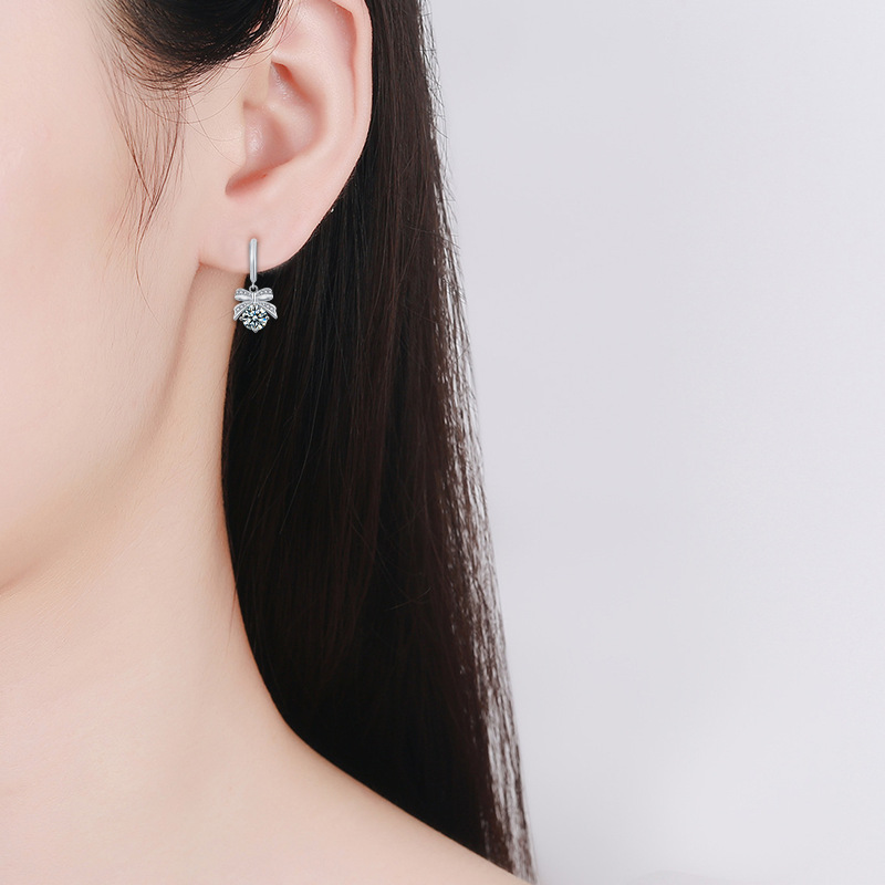 Elegant Moissanite-Studded Sterling Silver Chandelier Earrings Inspired by Nature's Beauty