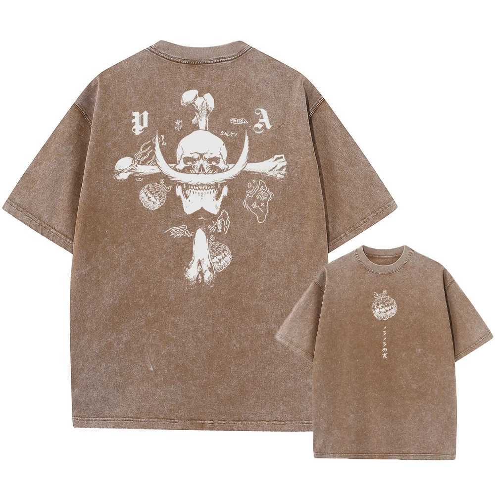 2025 Anime One Piece Luffy Washed T Shirt Men Printed Cotton T-Shirt Short Slve Ts Oversized Tops Fashion Strtwear Unisex X250504
