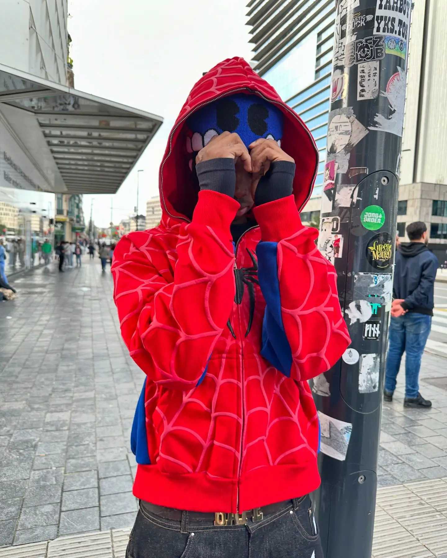 America Classics Gothic Red Spider Print Hooded Cardigan Full Zip Up Loose Men Women Hip Hop Hoodie Jacket Y2k Street Sweatshirt X2505041