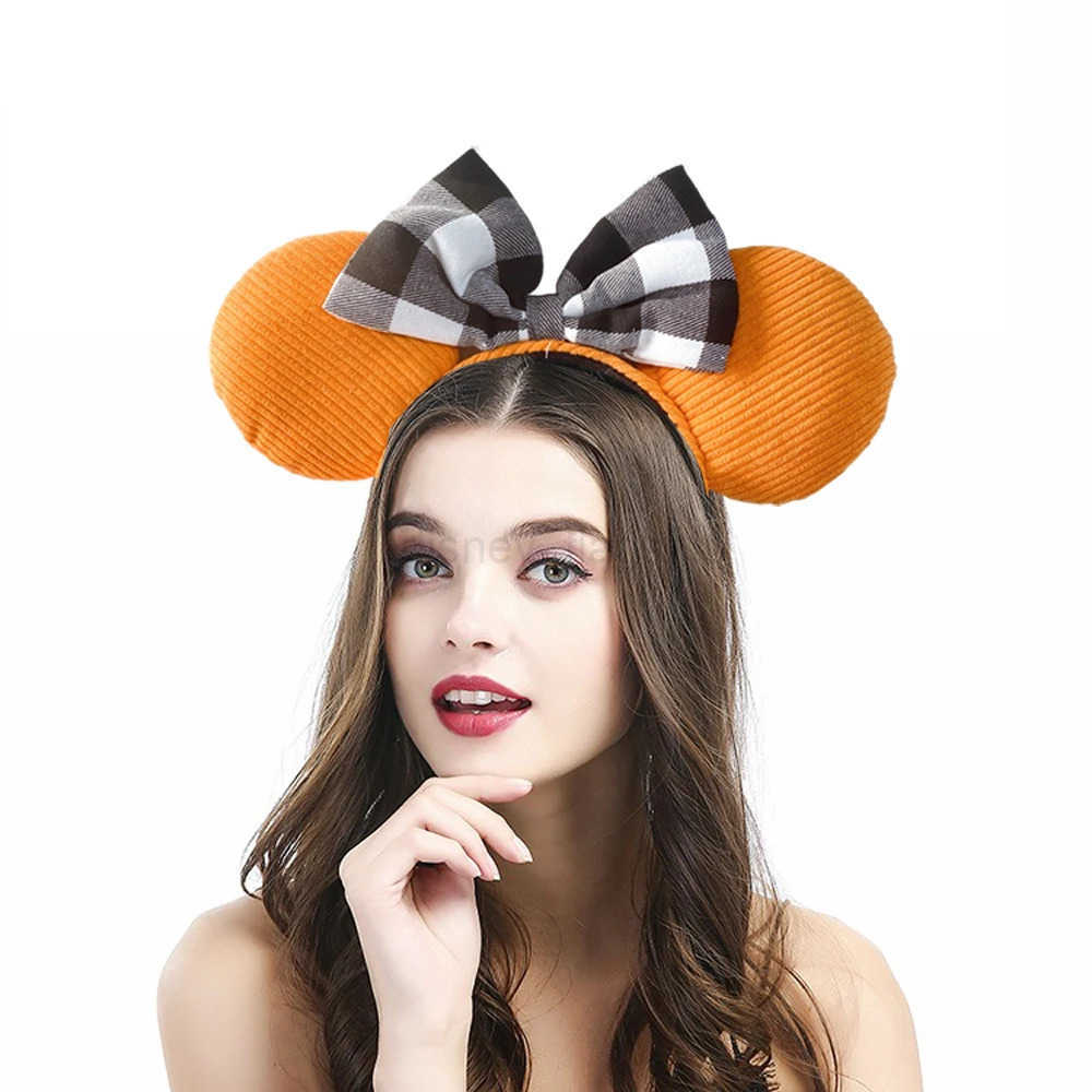 New Disney 3D PU Mickey Mouse Headband Cartoon Happy Go Round Pumpkin Headband Role Playing Plush Adult/Children HeadbandXJ250504