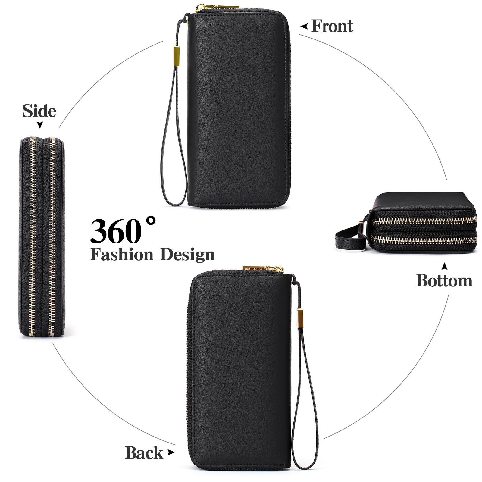 Designer Wallet New Long PU Leather Multifunctional Hand Held Bank Card Storage Passport Bag Double Zipper Wallet Luxury Wallet Key Pouch Mini Handbag