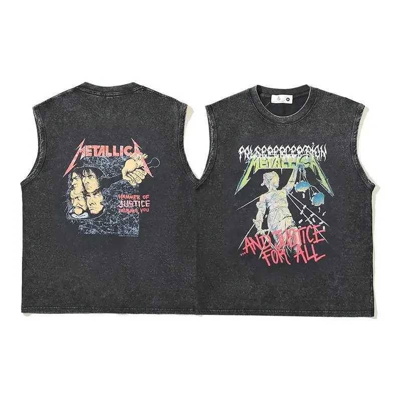 Designer T-shirt sports shirt tank wash top dark mens Ins retro sleeveless short Slve Ins top unisex style X250504