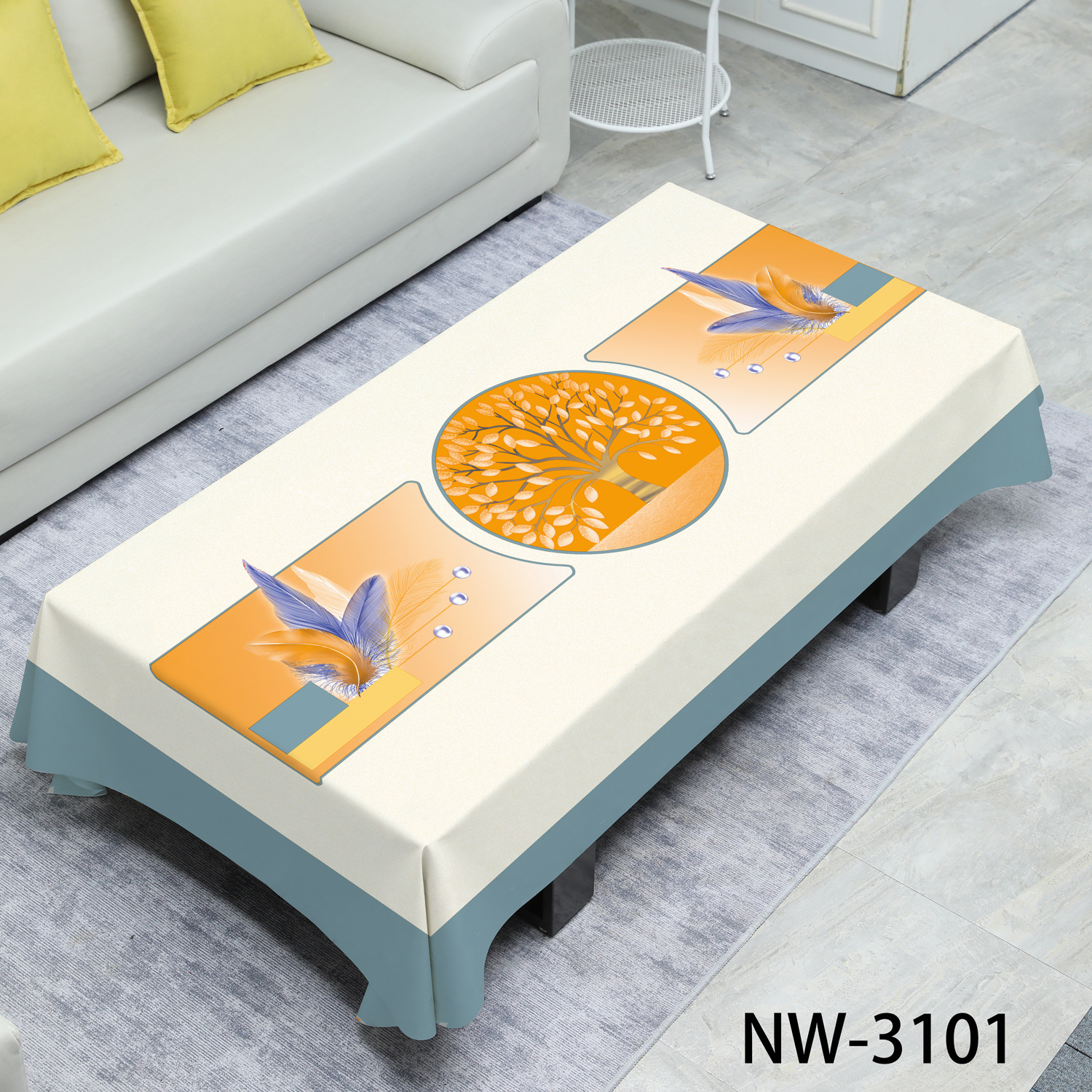 A861 Waterproof & Oil-Proof Coffee Table Cloth - Washable Yarn Fabric for Easy Cleaning