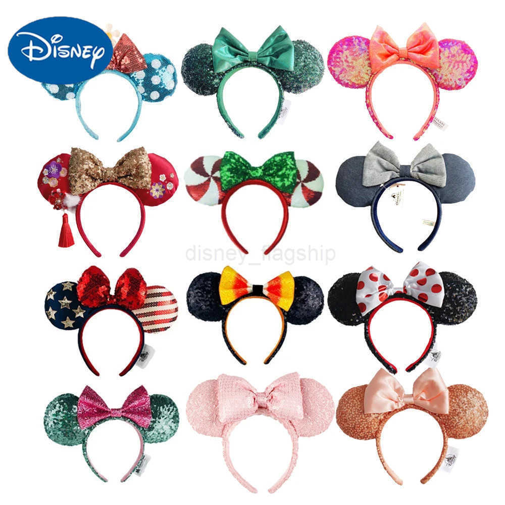 Disney 2024 high-quality Disney Minnie headband with sequined ears COSTUME Halloween cosplay plush gift mouse doll girl headbandXJ250504