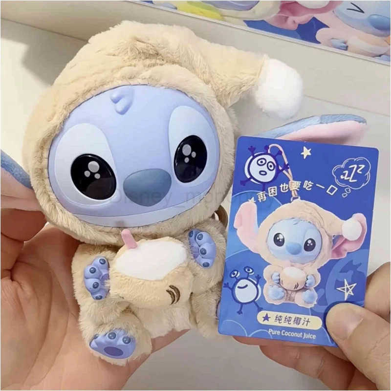 Disney Original Miniso Disney Stitch Eat Some Thing Before Sleep Serie Vinyl Blind Box Bag Pendant Cute Doll Mystery Toy Birthday Gifts Z250504