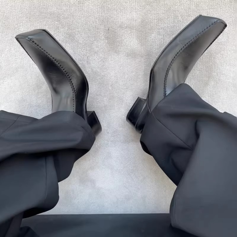 Slip-on Square Long Toe 25SS Archive Real Leather Ankle Derby Loafer Shoes