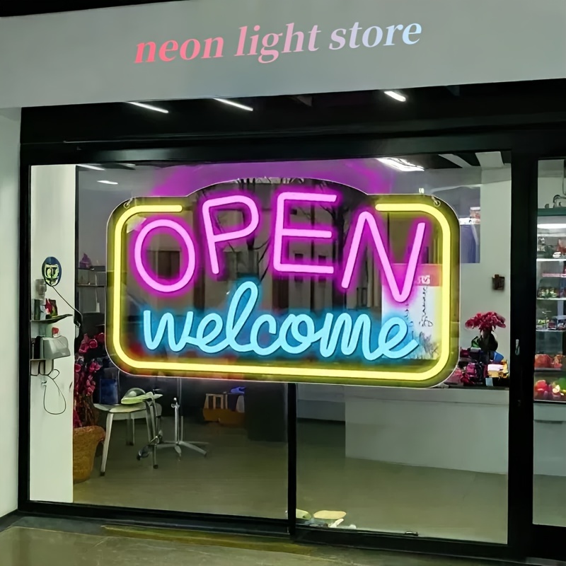 Open Door Sign Neon Light, suitable for bars, cafes, hotels and stores - Multifunctional wall, window and door decoration, ideal for clubs, bistros, p