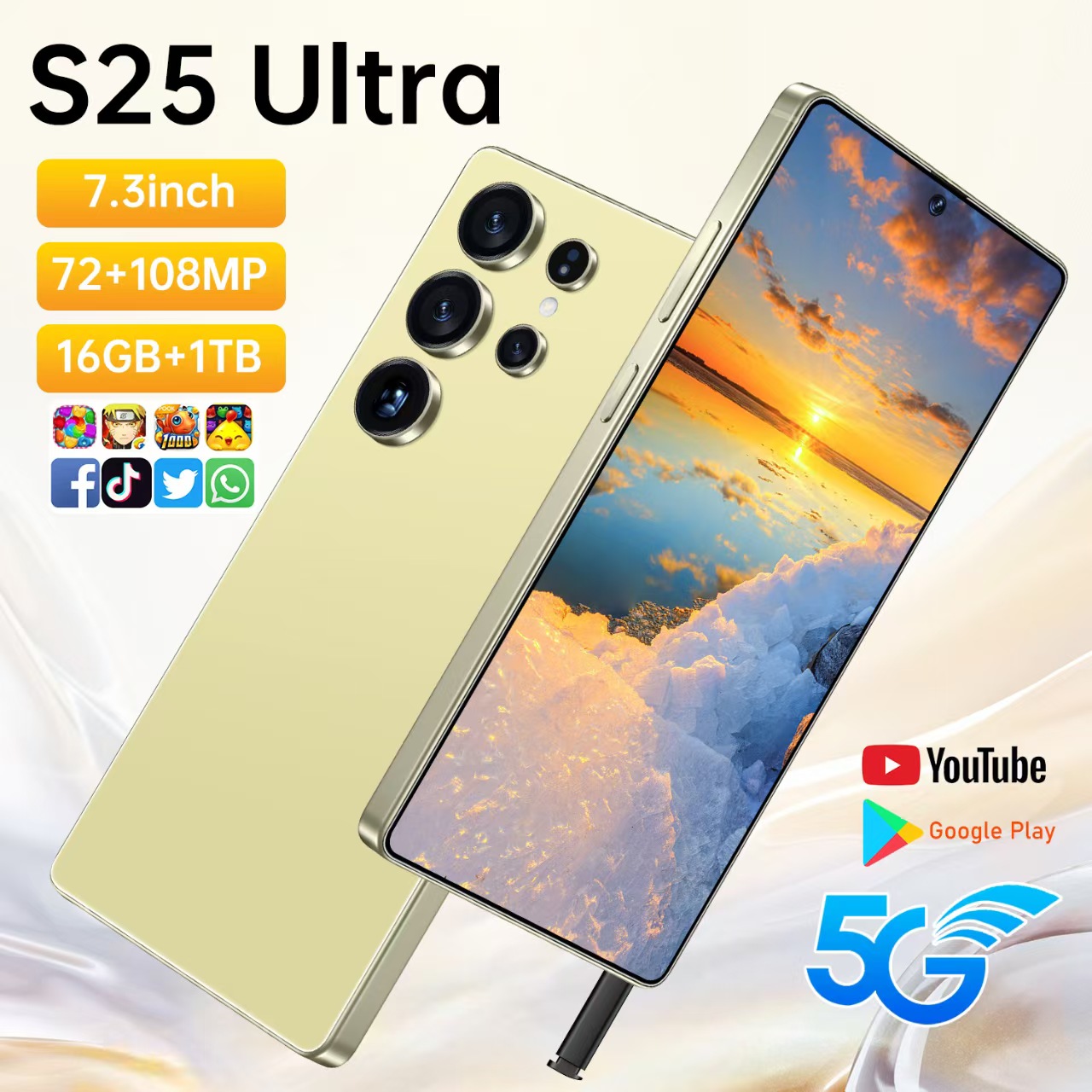 S25 Ultra Dual SIM 5G Android14 Phone 16GB+1TB 7.3HD+ Large Display 20MP+Camera Equipped with Deca-core Processor