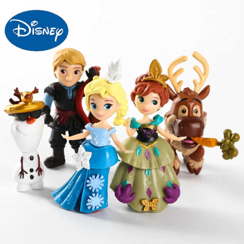 Disney 5 pieces/set of frozen cute components Elsa Anna Olaf Sven Kristoff action picture toy cake decoration Z250506