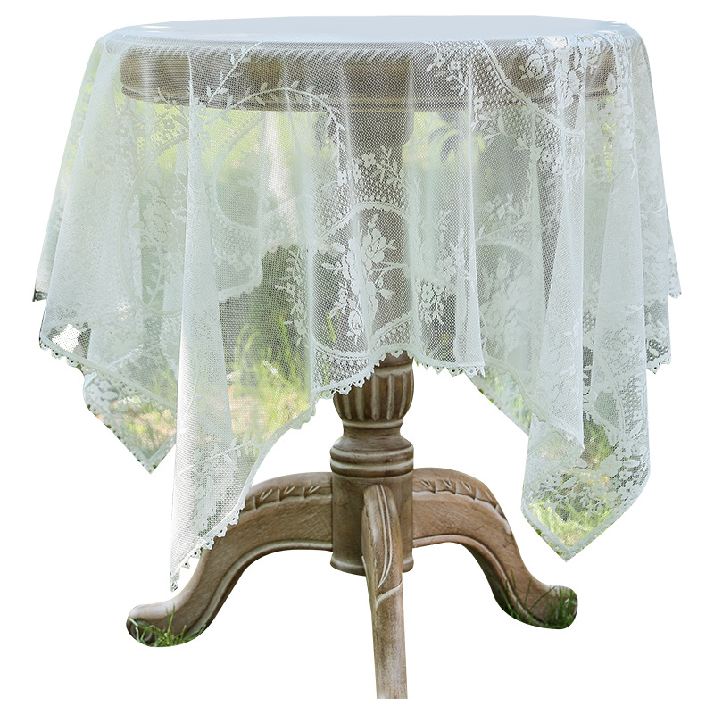 T0268 lace tablecloth high-grade pastoral style outdoor tablecloth white rectangular tablecloth home tablecloth wholesale