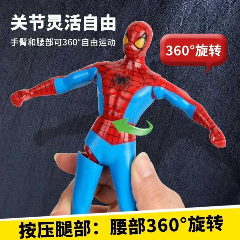 Disney 18cm Disney Spider Man Hulk Iron Man Action Picture Christmas Gift PVC Movable Joints Rotating Doll Series Model Gift Z250504
