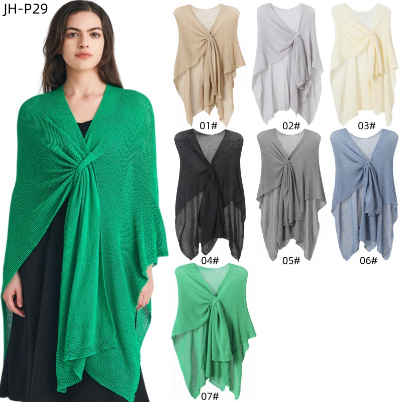 K610 Hot cross-border foreign trade Europe and the United States spring, summer and autumn new women's outer wear solid color knitted shawl whole