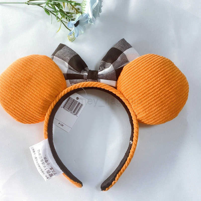 New Disney 3D PU Mickey Mouse Headband Cartoon Happy Go Round Pumpkin Headband Role Playing Plush Adult/Children HeadbandXJ250504