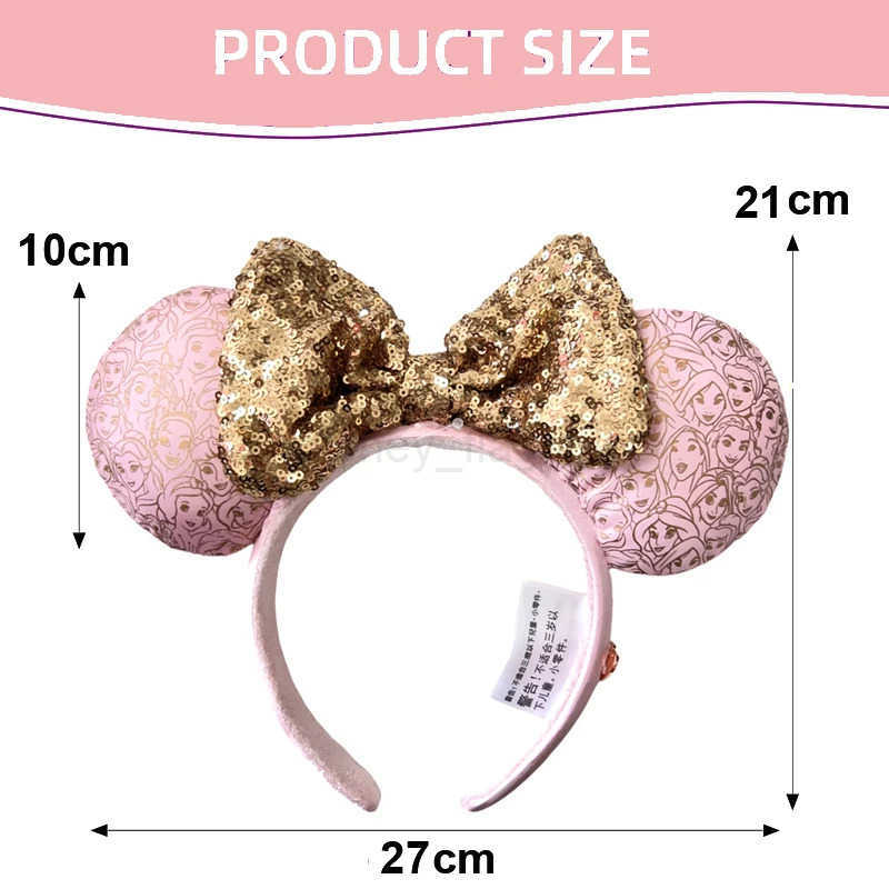 Disney 2024 Disney Princess Minnie Mouse Ear Strap suitable for female Disney theme park Mickey adult/child plush sequin role-playing girl accessories