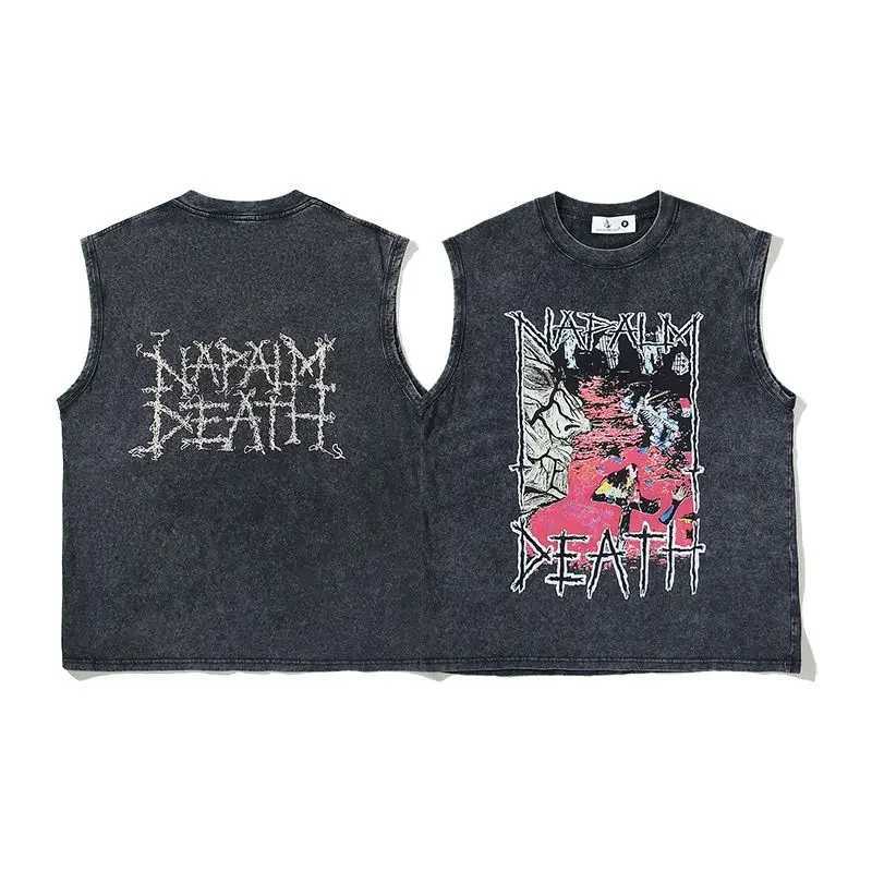 Designer T-shirt sports shirt tank wash top dark mens Ins retro sleeveless short Slve Ins top unisex style X250504