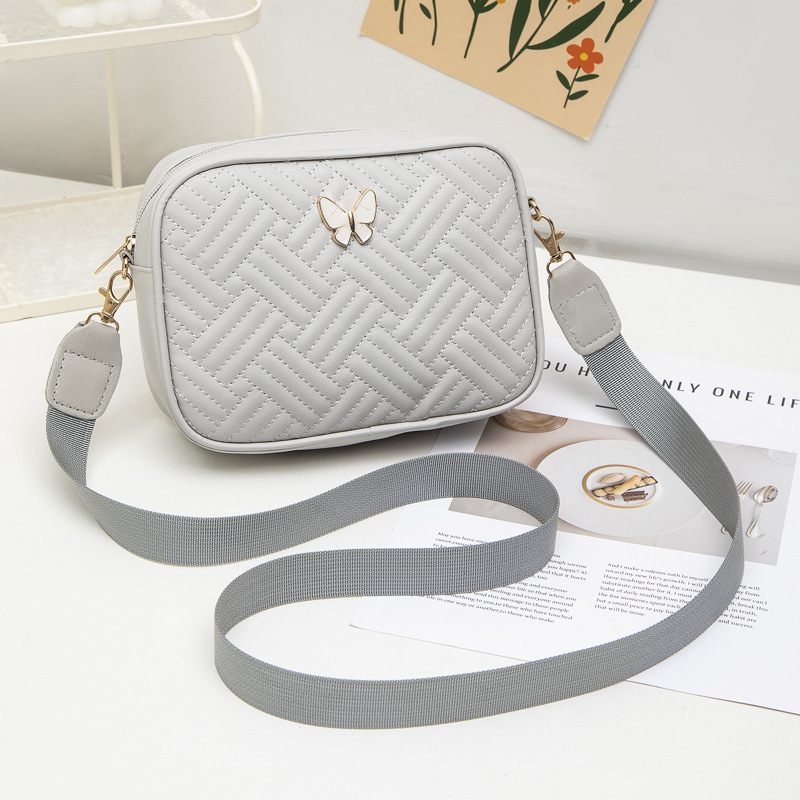 Classic camera bag with texture 2025, fashionable single-shoulder bag with embroidered patterns, butterfly crossbody bag
