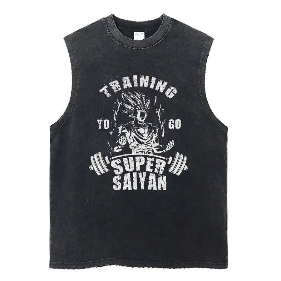 Spring New Anime Printed Retro Washed Vest Strt Casual Fashion Slveless T-Shirt Summer Hot Sale Loose Harajuku Y2K Top X2505041