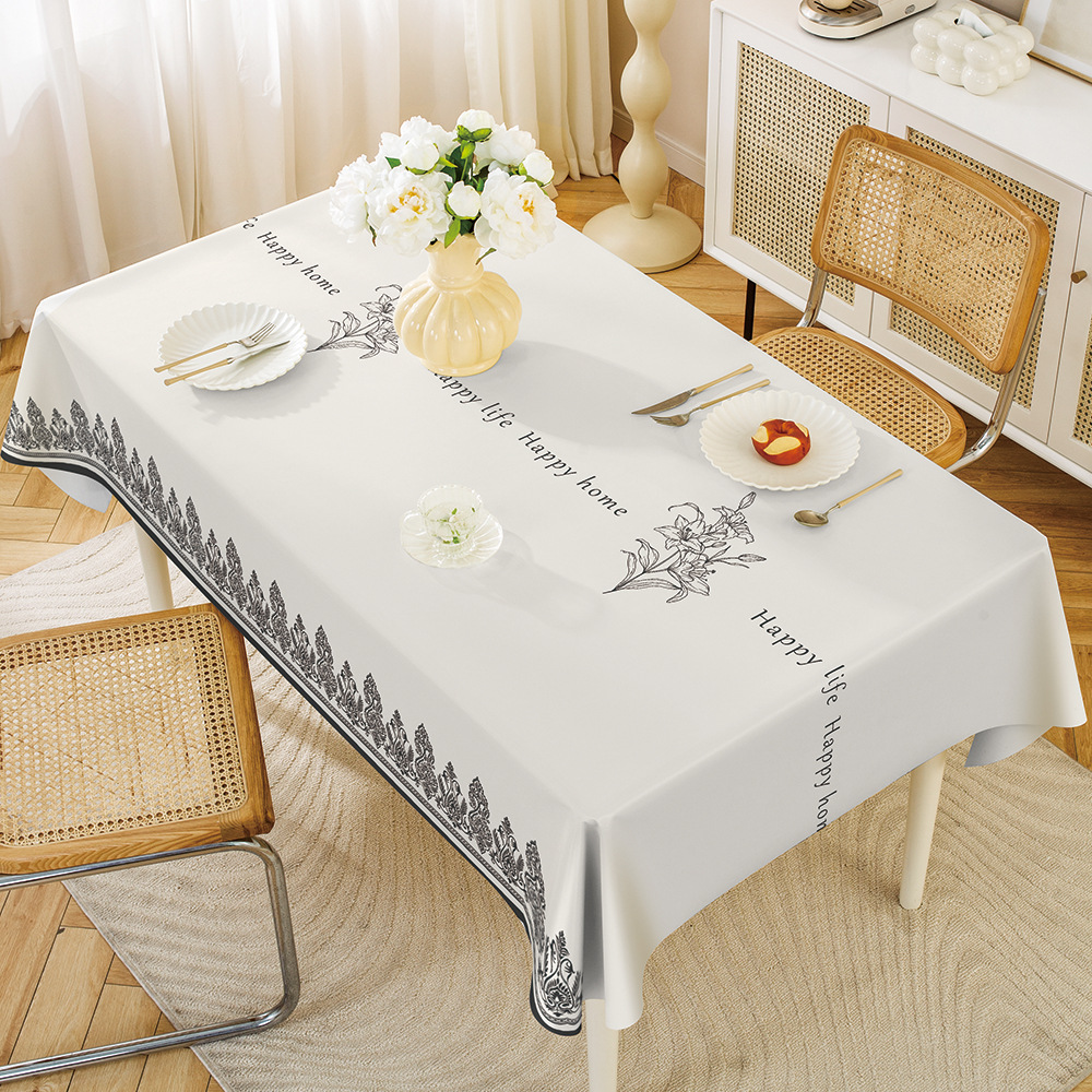 B420 small fresh simple pvc tablecloth waterproof and oil-proof wash-free high-grade ins style rectangular coffee table dining tablecloth