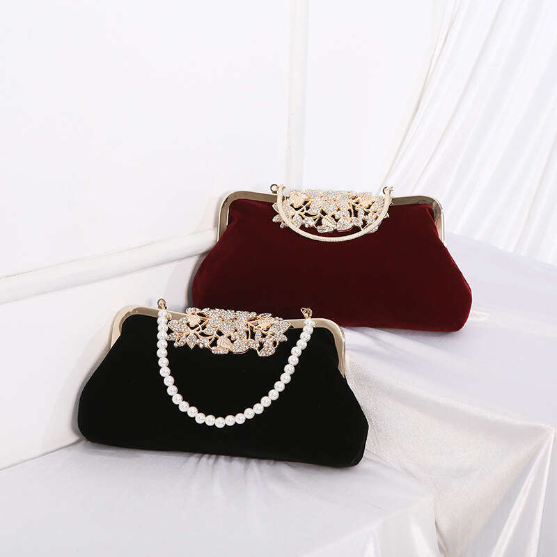 Dinner Bag New Handmade Beaded Pearl Wrist Set With Water Diamond Qipao Banquet Bag KQ