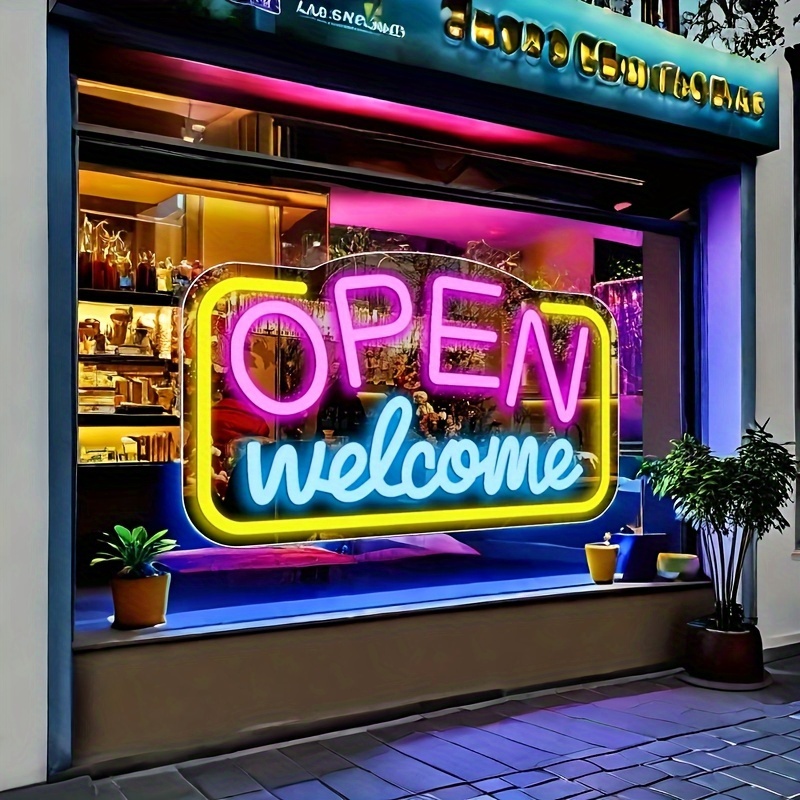 Open Door Sign Neon Light, suitable for bars, cafes, hotels and stores - Multifunctional wall, window and door decoration, ideal for clubs, bistros, p
