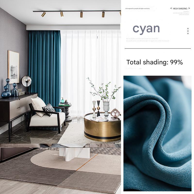 A785 New Middle Ages style chenille curtain bedroom blackout high-grade retro dark green black edge living room light French curtain