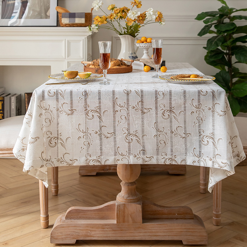 A877 cotton and linen French retro hollow cotton and linen fabric table cloth rectangular simple modern coffee table hollow decorative table cloth