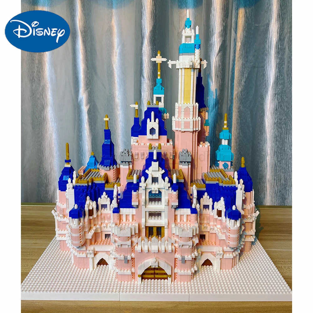 Disney KNEW BUILT Gift Pink Castle Model Kits Toys Microblock Building Blocks for Adults Princess Kids Castles Architecture Set Bricks W250504