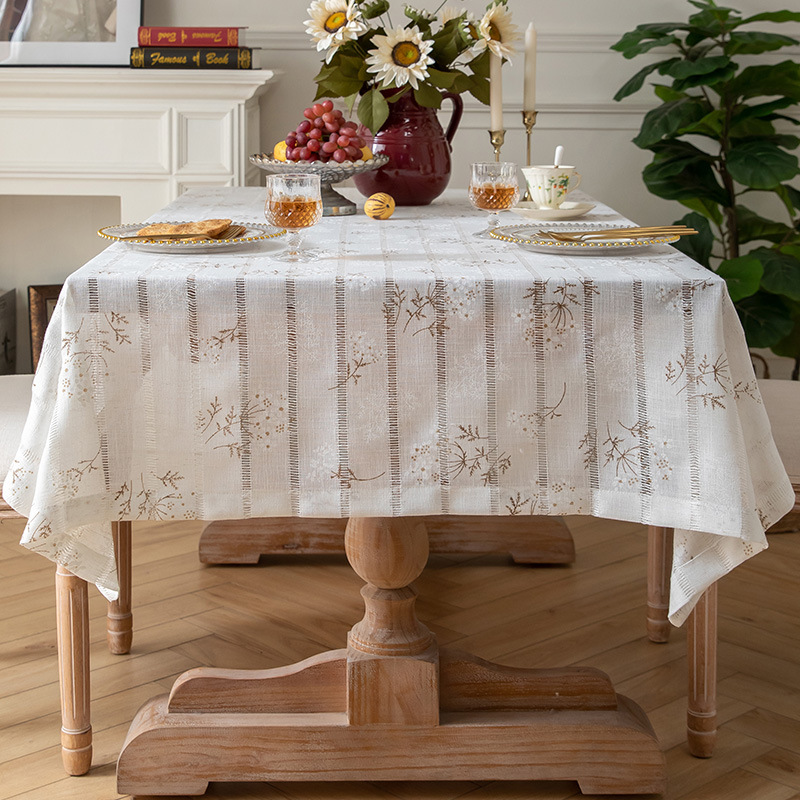 A877 cotton and linen French retro hollow cotton and linen fabric table cloth rectangular simple modern coffee table hollow decorative table cloth